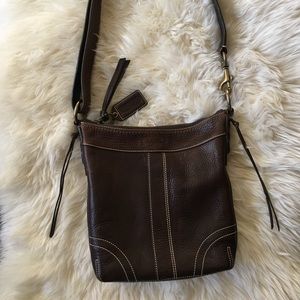 Coach Cross Body Duffle Brown Leather Purse